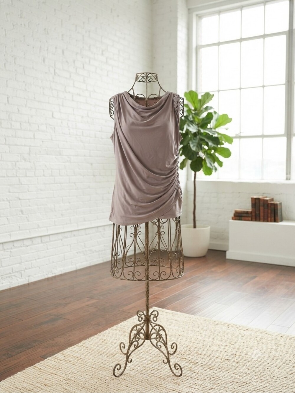 Abercrombie & Fitch Taupe Draped Sleeveless Top
